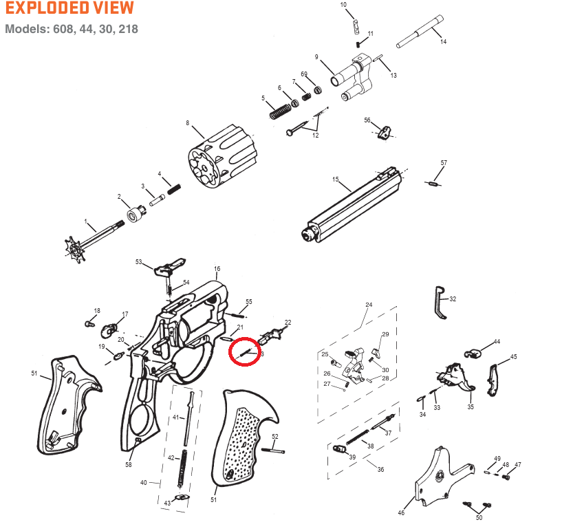 MOLA DO FERROLHO LARGE FRAME REVOLVER TAURUS