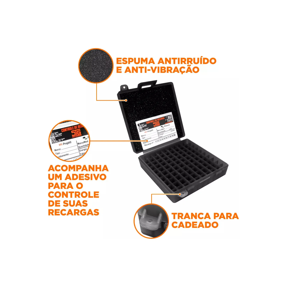 CAIXA PARA 100 CARTUCHOS CAL 380/9MM BLACK PIANO