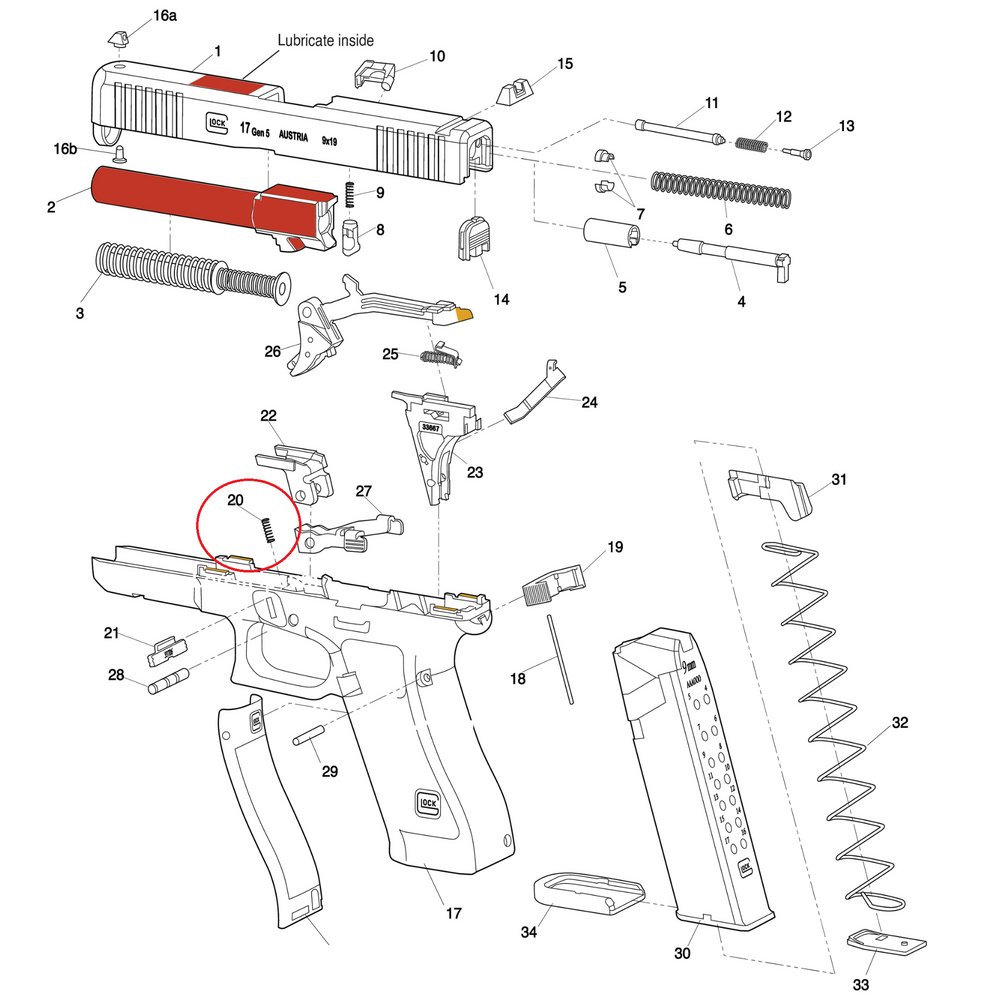 GLOCK OEM MOLA SLIDE LOCK 39567