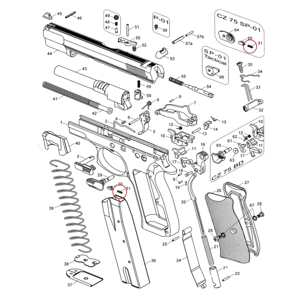CZ 75 SAFETY DETENT PLUNGER SPRING