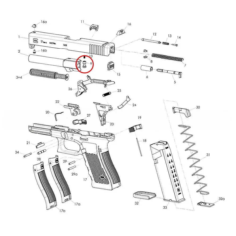 GLOCK OEM TRAVA PERCURSOR GEN 1-4