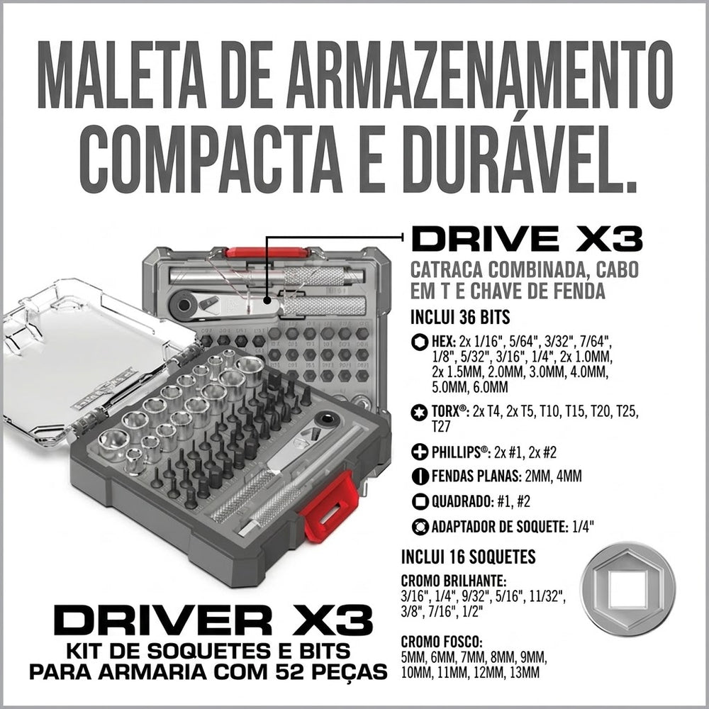 CONJUNTO ARMEIRO X3 DRIVER 52B REAL AVID AVX3SGBS52